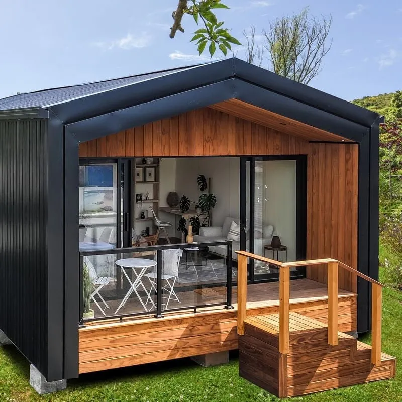 Completed Clever Living Co Dorset cabin exterior in Nelson.