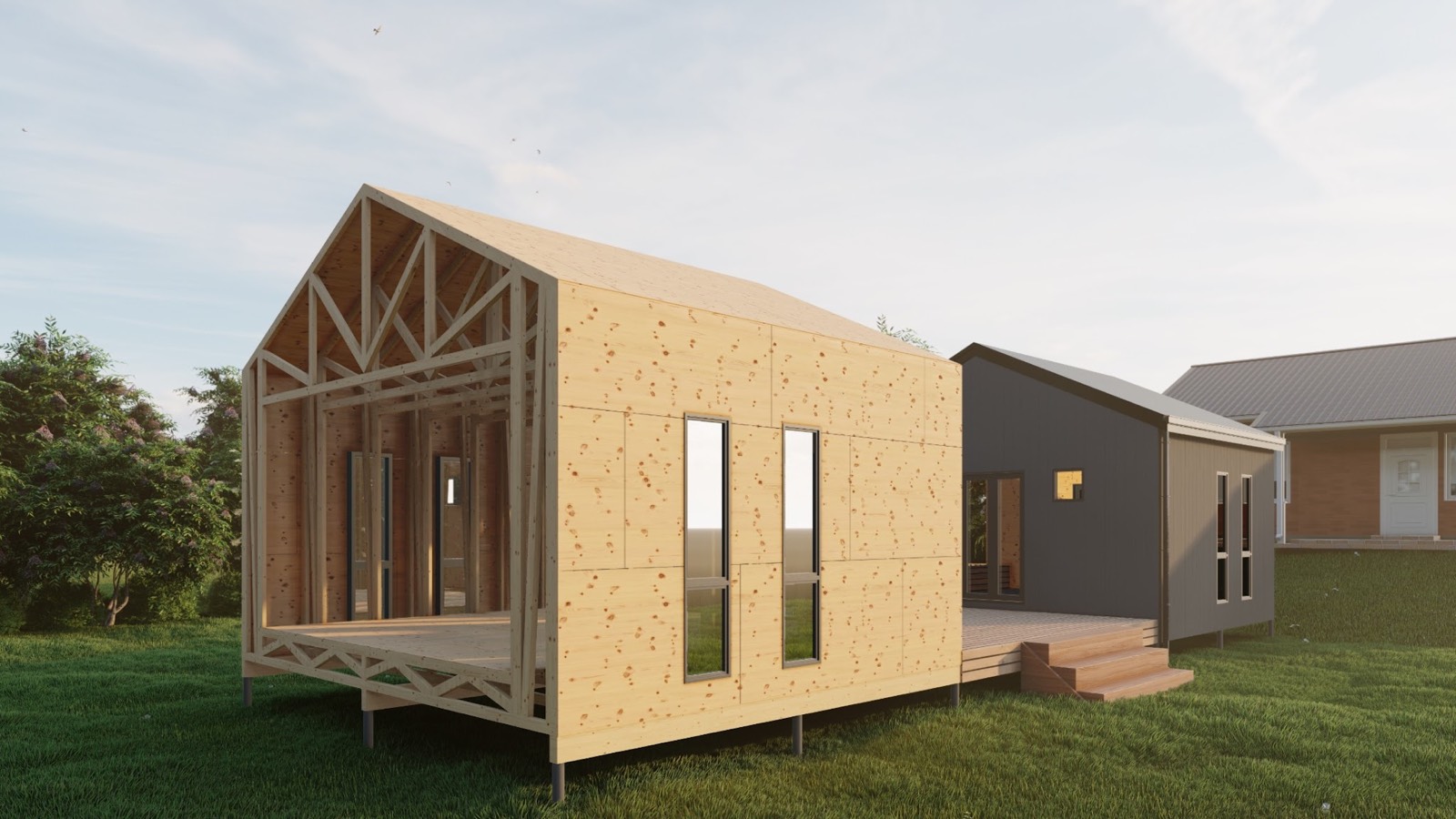 Portal frame detail showing rigid connections.